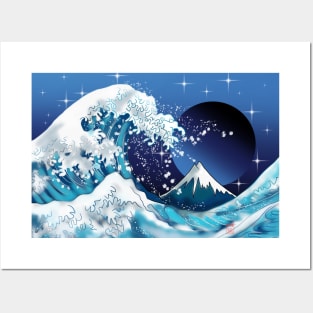 Wave off Kanagawa at night Posters and Art